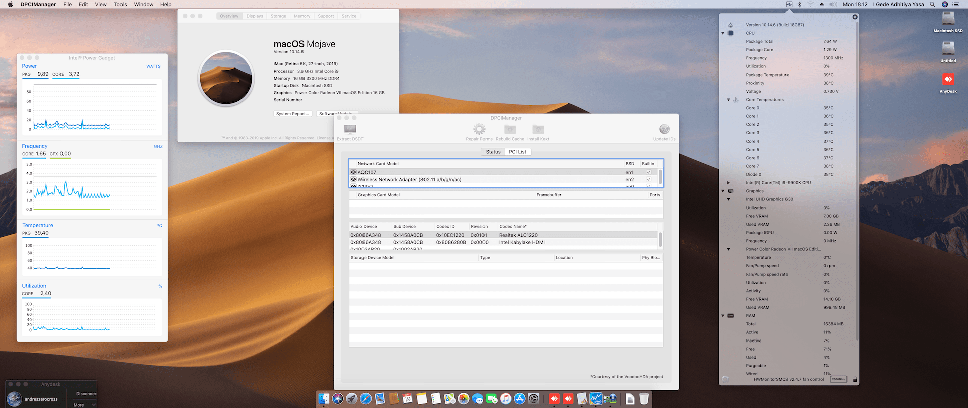 Success Hackintosh macOS Mojave 10.14.6 Build 18G87 at Gigabyte Z390 Aorus Xtreme + Intel Core i9-9900 + Power Color Radeon VII 16GB